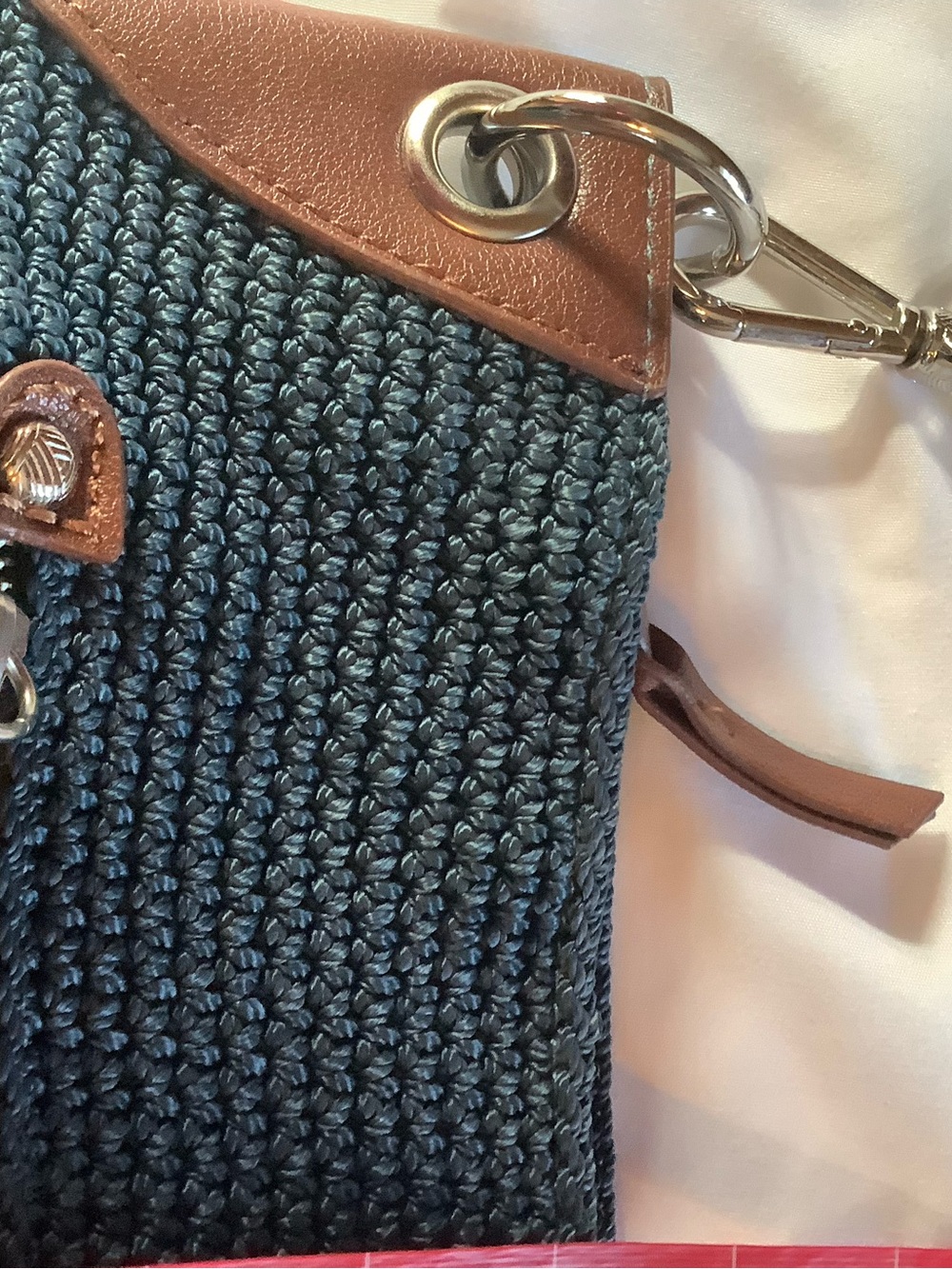The Sak Navy Woven Shoulder Bag with Brown Trim - Picture 7 of 12